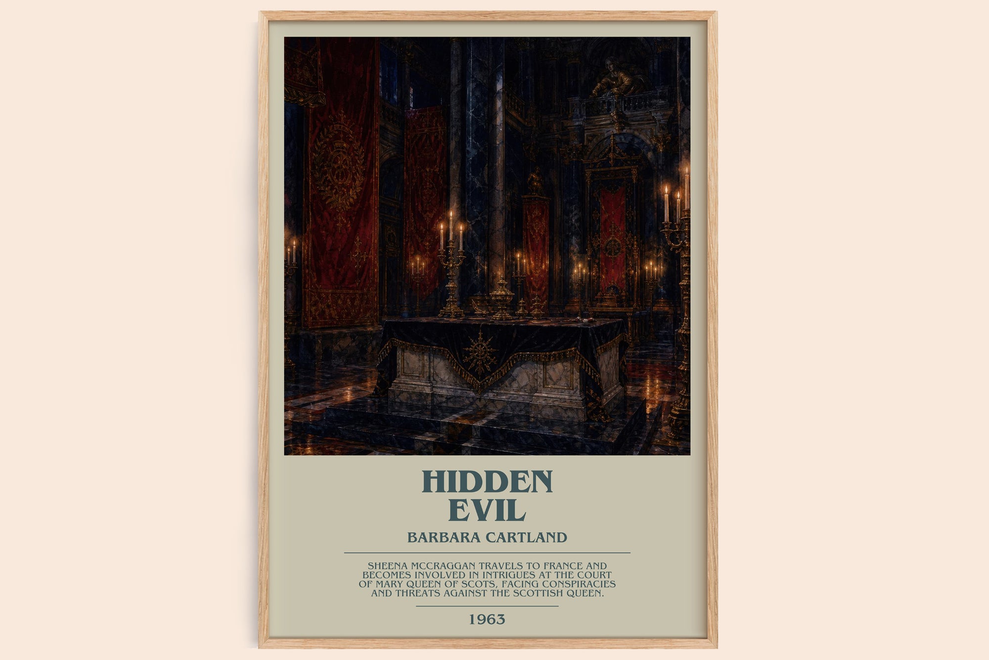 Hidden Evil bookish book poster by Barbara Cartland – framed literary art print