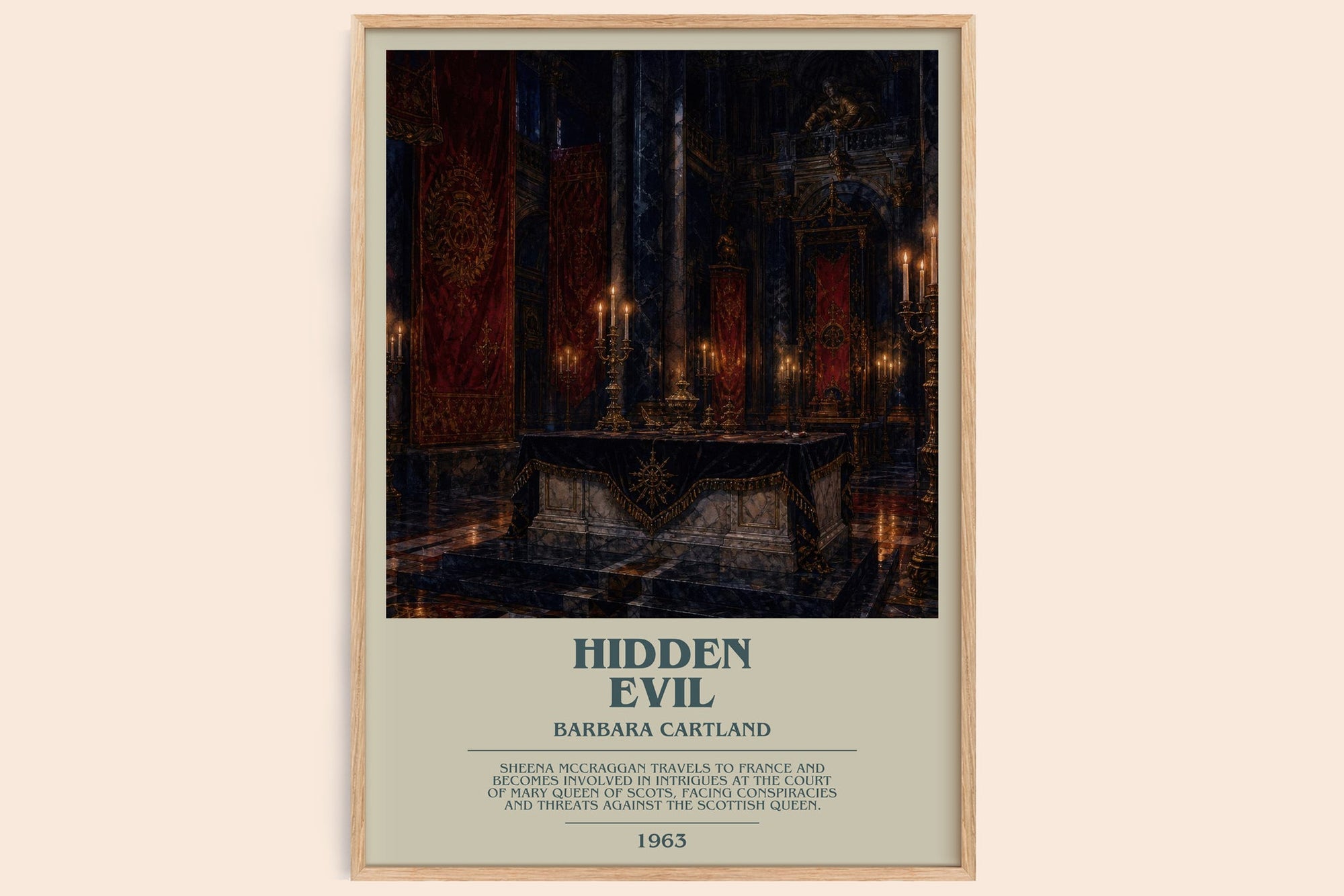 Hidden Evil bookish book poster by Barbara Cartland – framed literary art print