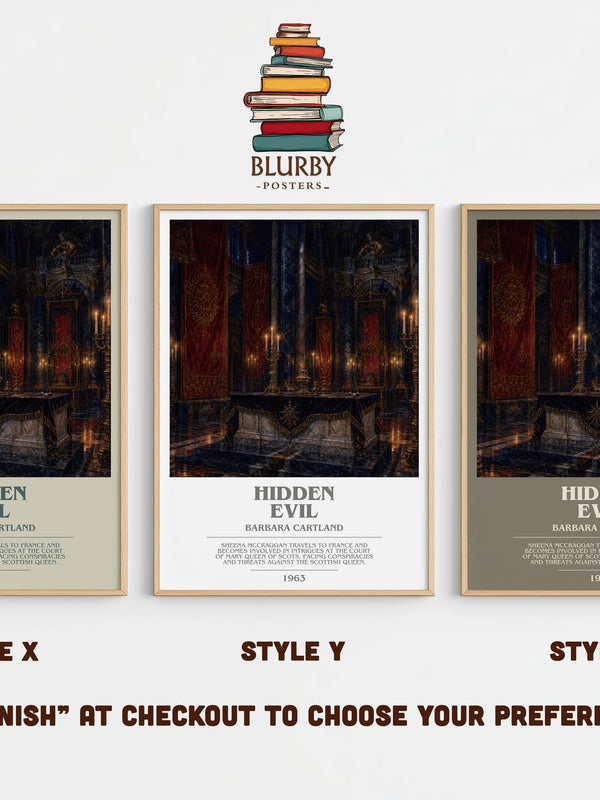 Hidden Evil bookish print in frame leaning in hallway – romance wall art