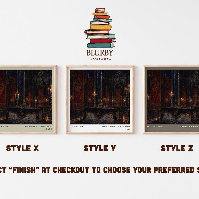 Hidden Evil literary print in frame leaning in hallway – romance wall art