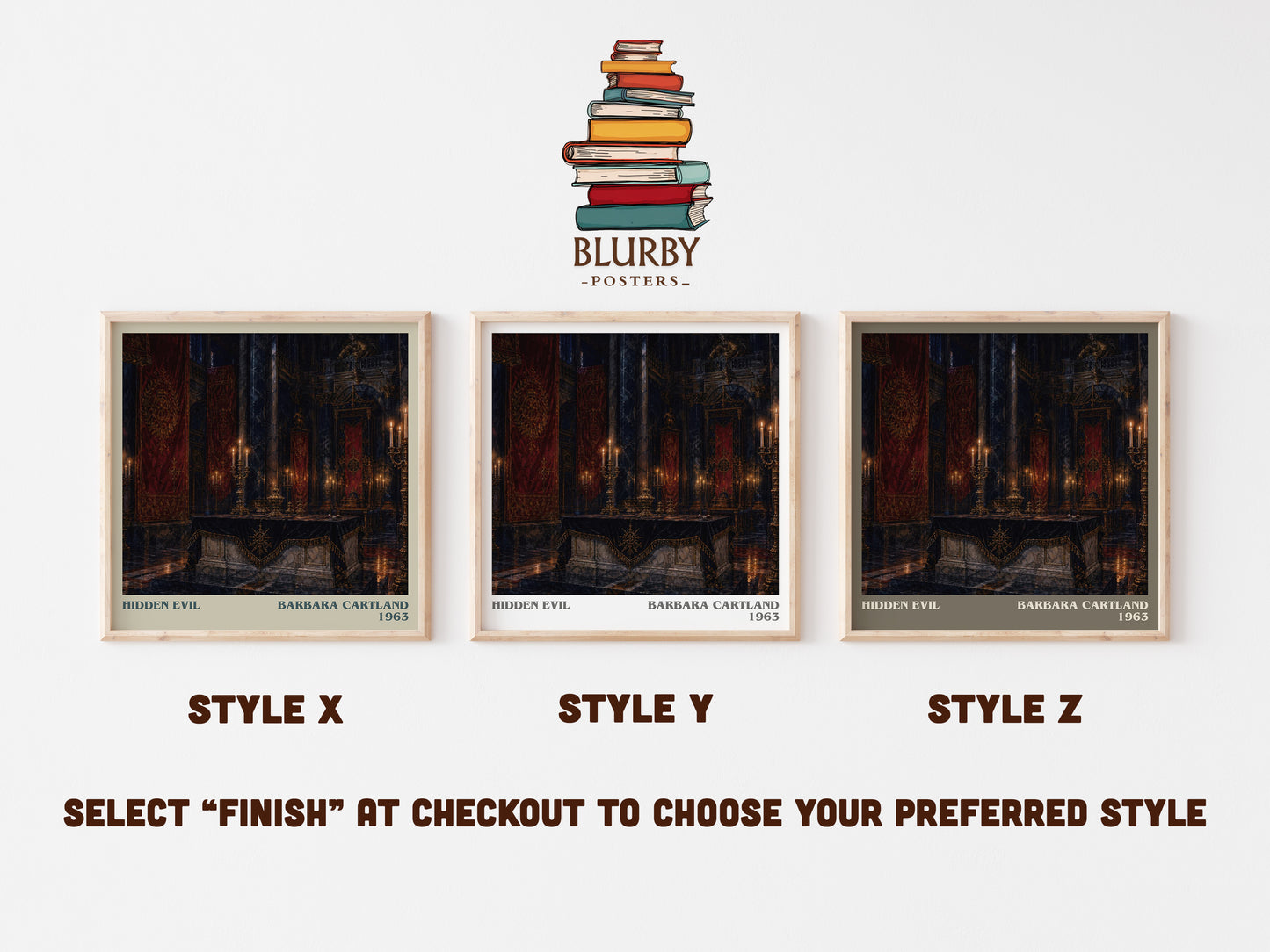 Hidden Evil literary print in frame leaning in hallway – romance wall art