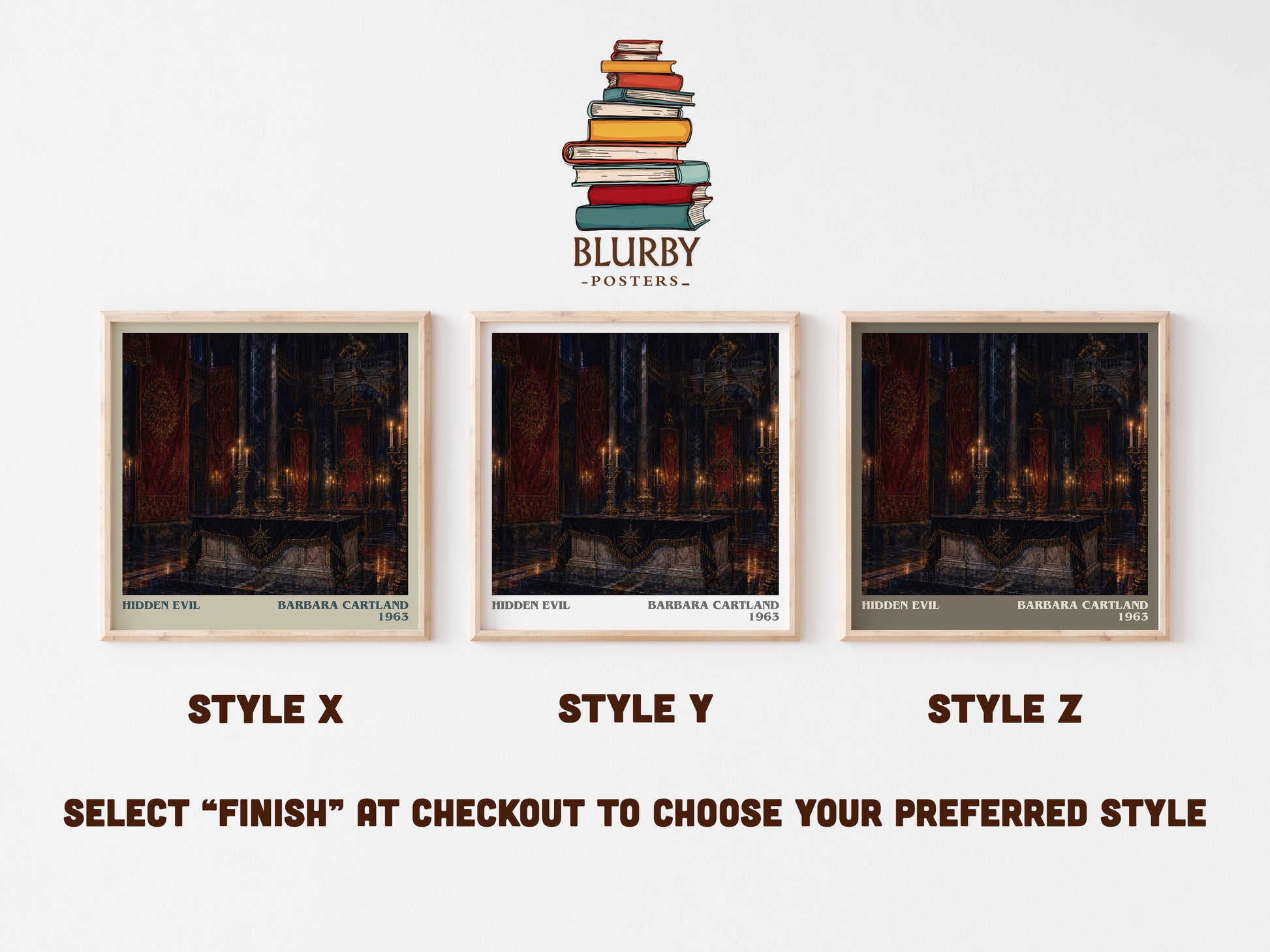 Hidden Evil literary print in frame leaning in hallway – romance wall art