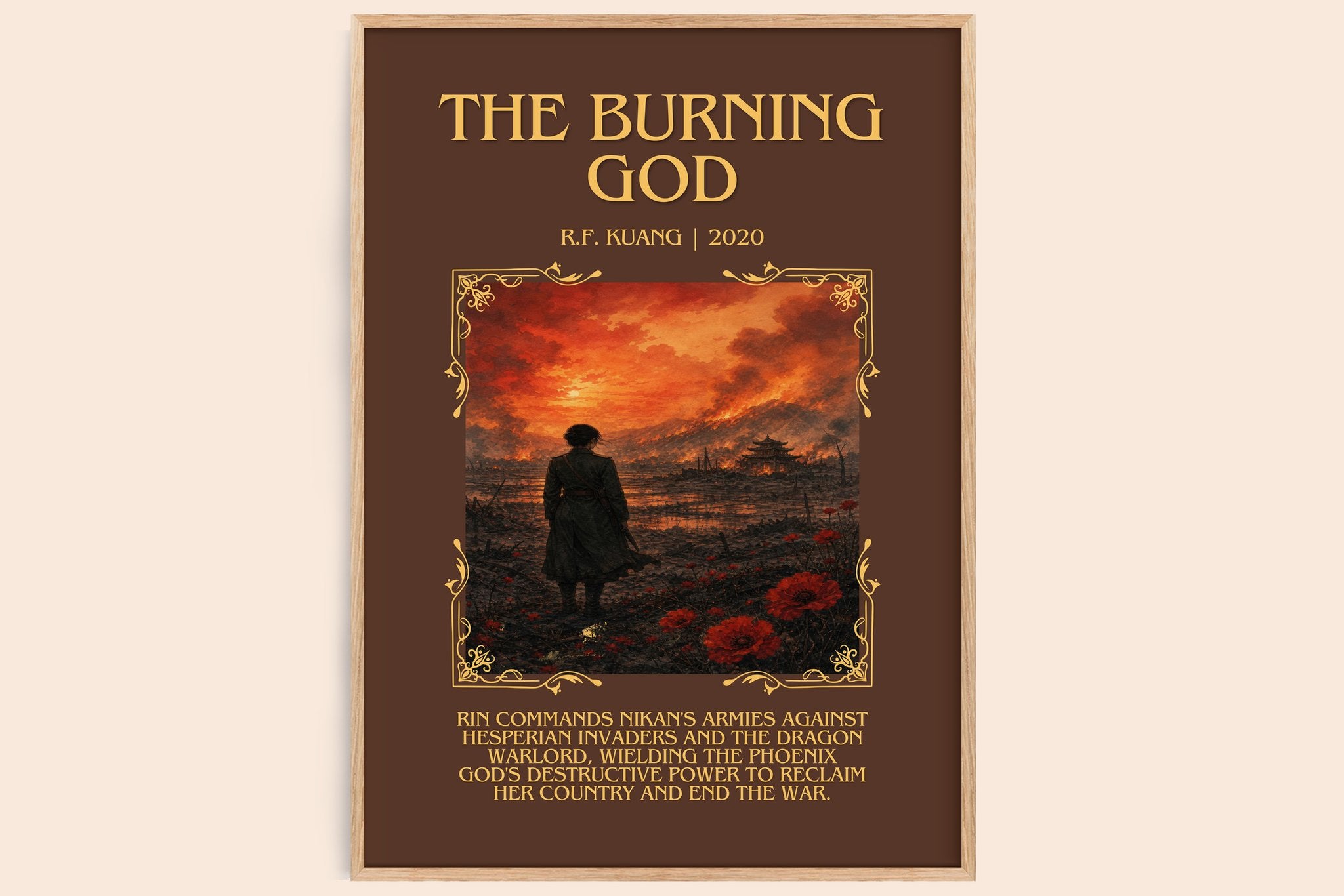 The Burning God Minimalist Book Poster by R.F. Kuang