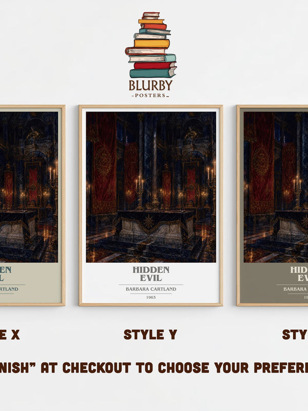 Hidden Evil book cover print in frame leaning in hallway – romance wall art