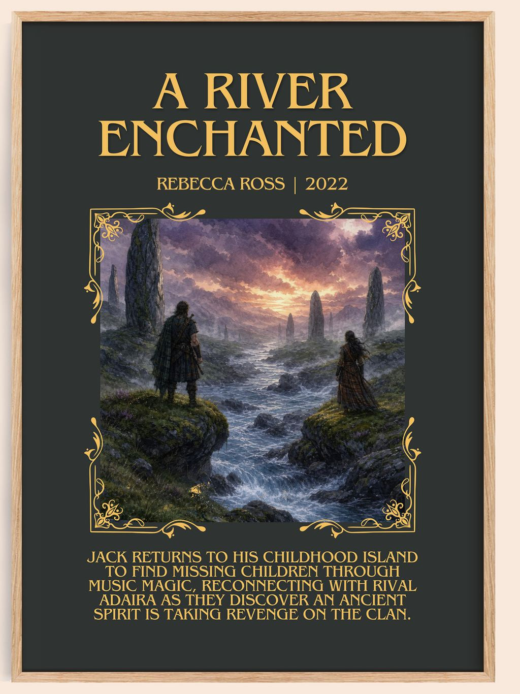 A River Enchanted Minimalist Book Poster by Rebecca Ross – book poster