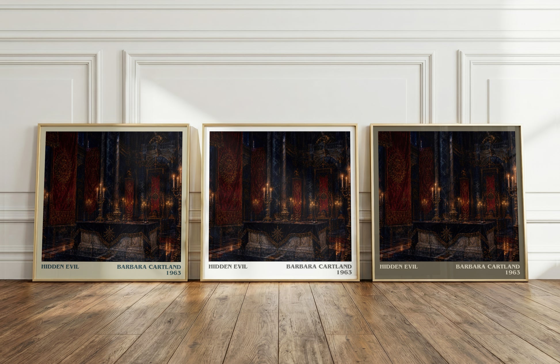 Hidden Evil literary art print colour and style options – Barbara Cartland book art
