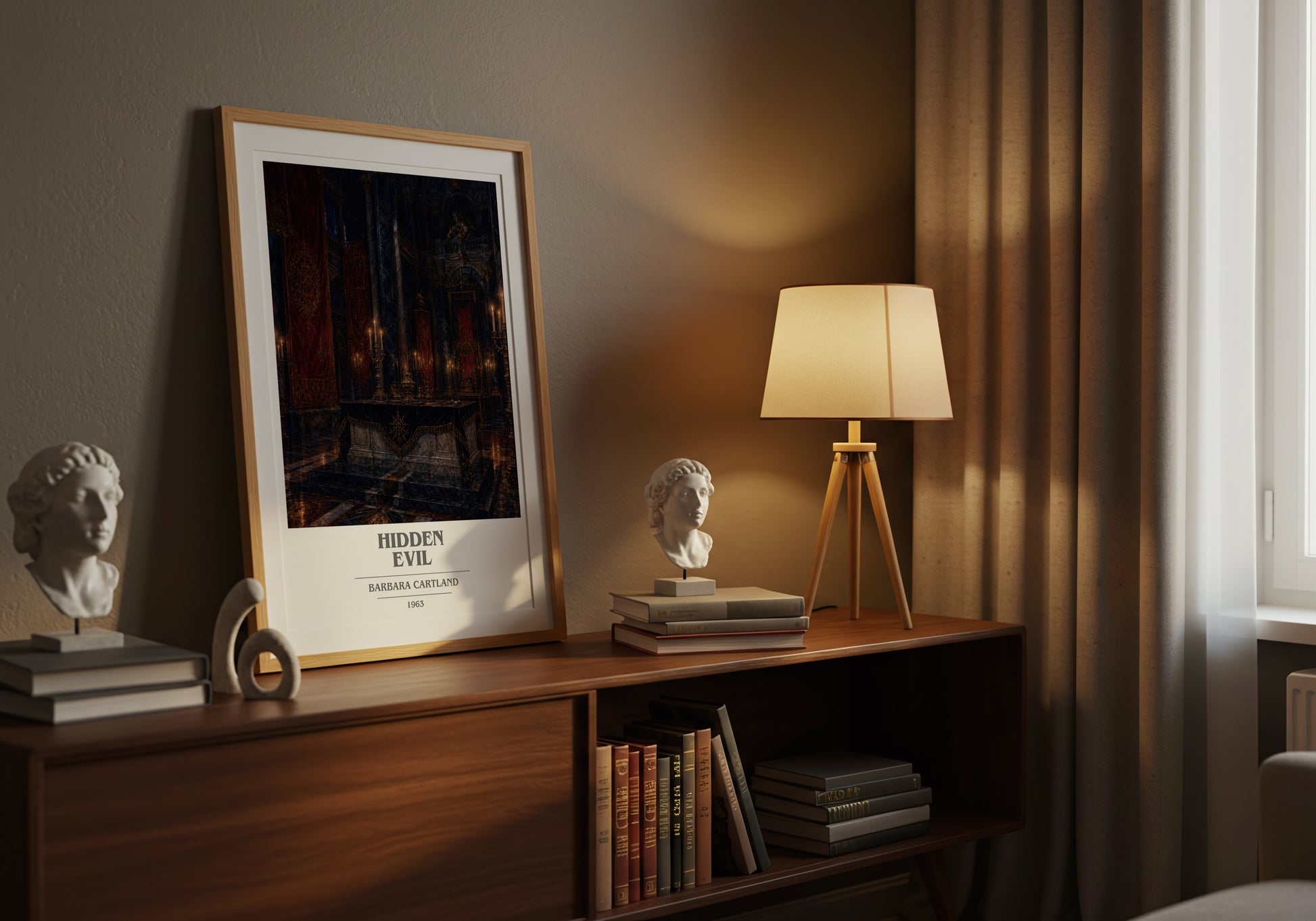 Hidden Evil book cover book poster framed on wall – romance wall art