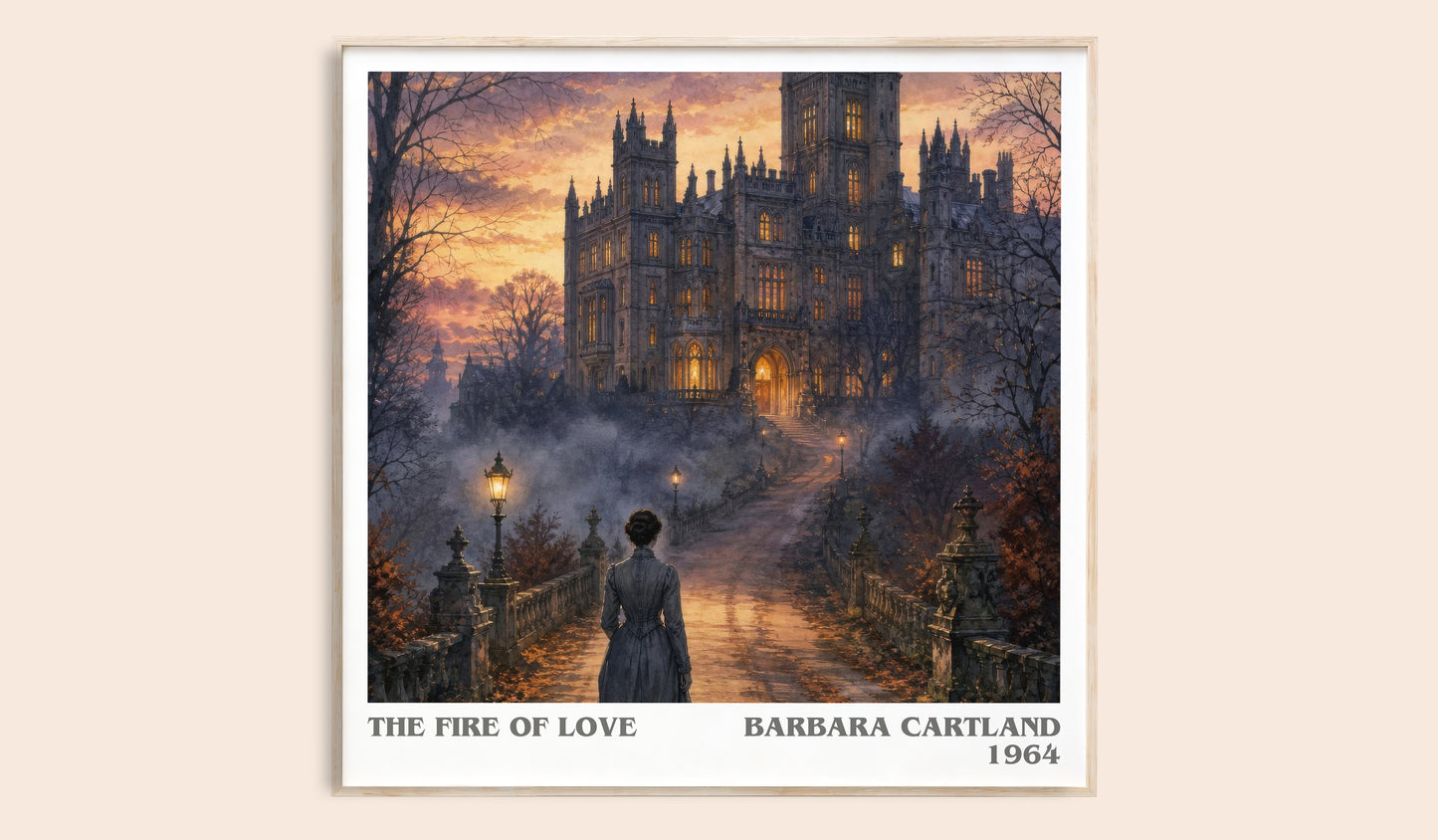 The Fire Of Love literary book poster by Barbara Cartland – framed literary art print