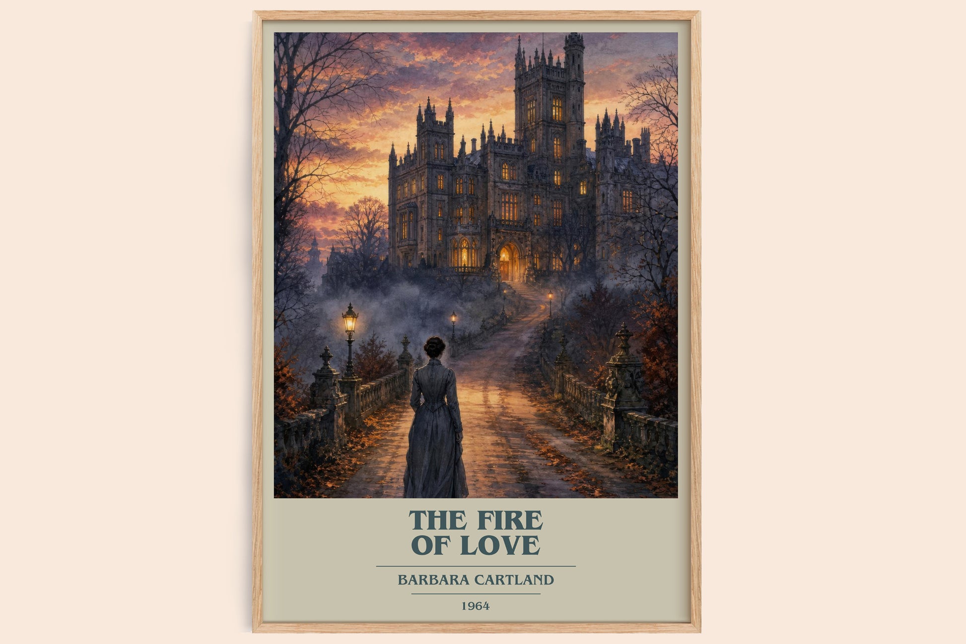The Fire Of Love book cover book poster by Barbara Cartland – framed literary art print