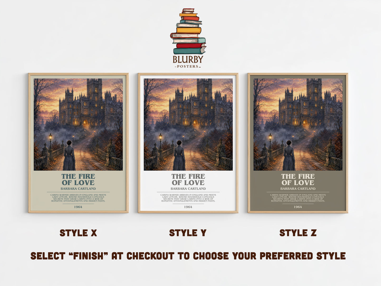 The Fire Of Love bookish print in frame leaning in hallway – romance wall art