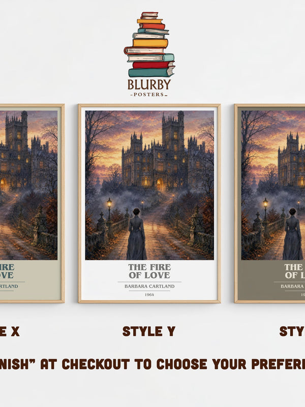 The Fire Of Love book cover print in frame leaning in hallway – romance wall art