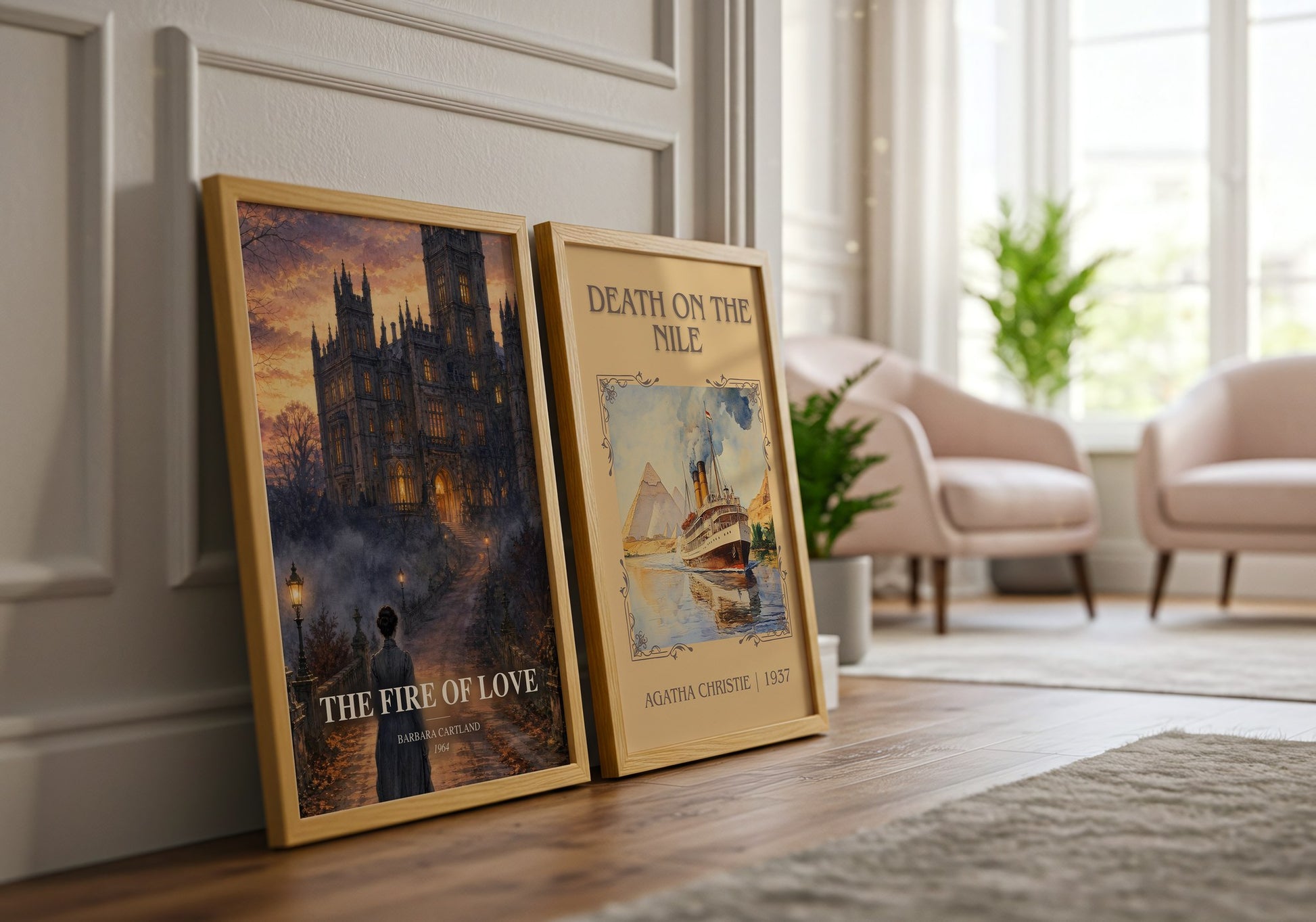 The Fire Of Love watercolour print framed by window – literary home decor