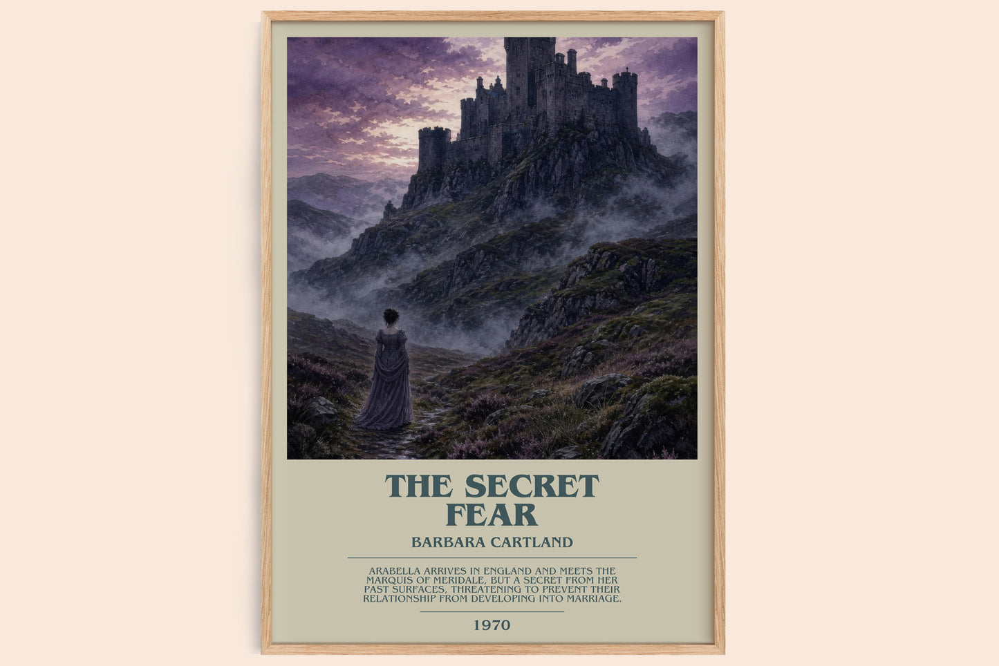 The Secret Fear bookish book poster by Barbara Cartland – framed literary art print