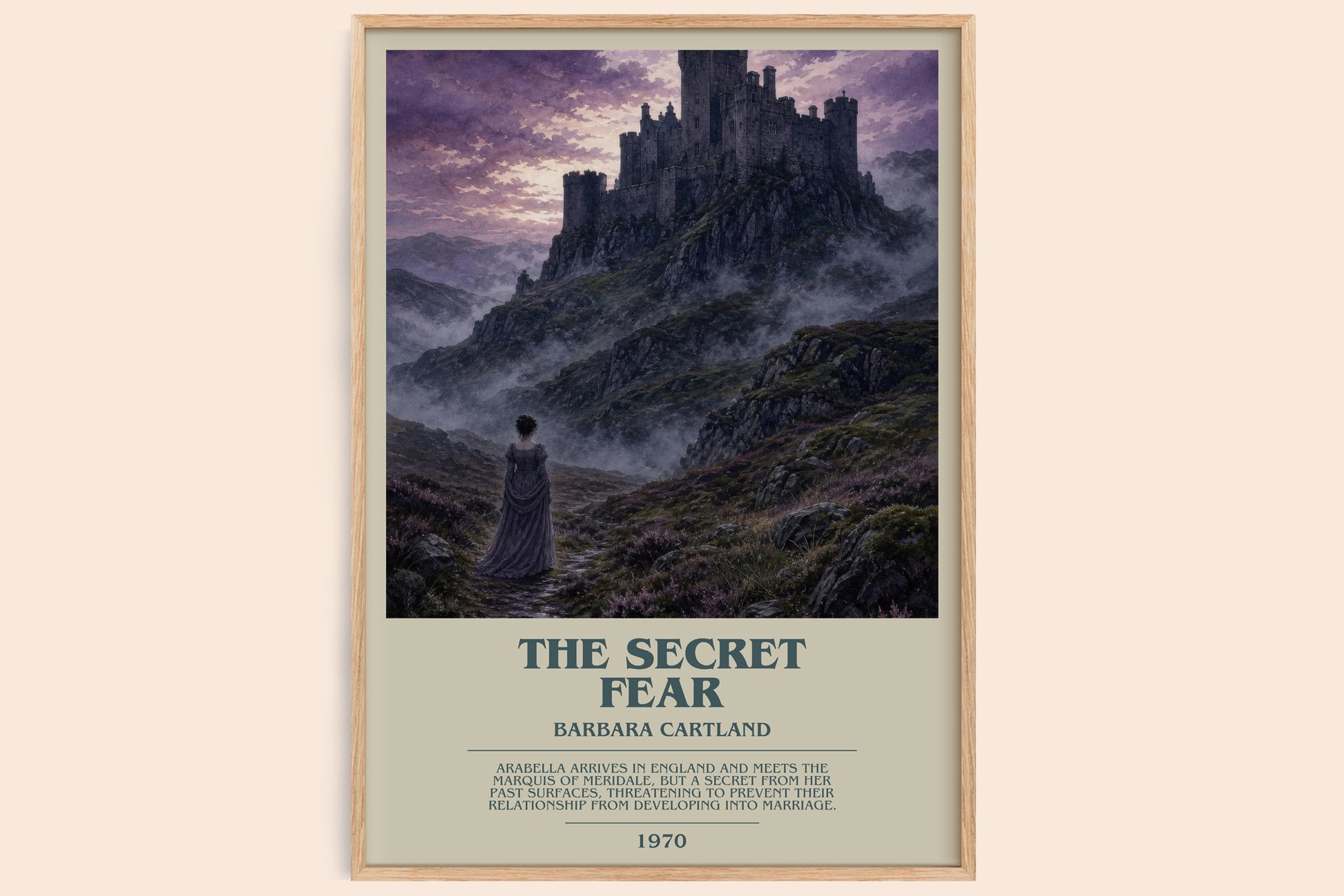 The Secret Fear bookish book poster by Barbara Cartland – framed literary art print