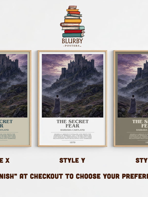 The Secret Fear bookish print in frame leaning in hallway – romance wall art