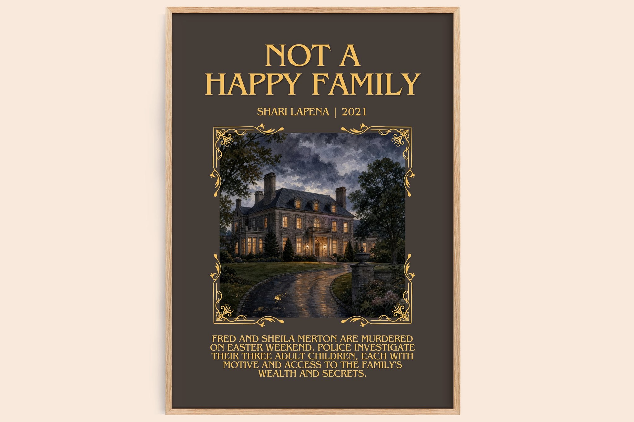 Not a Happy Family Minimalist Book Poster by Shari Lapena
