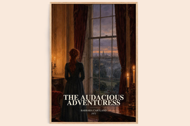 The Audacious Adventuress watercolour book poster by Barbara Cartland – framed literary art print