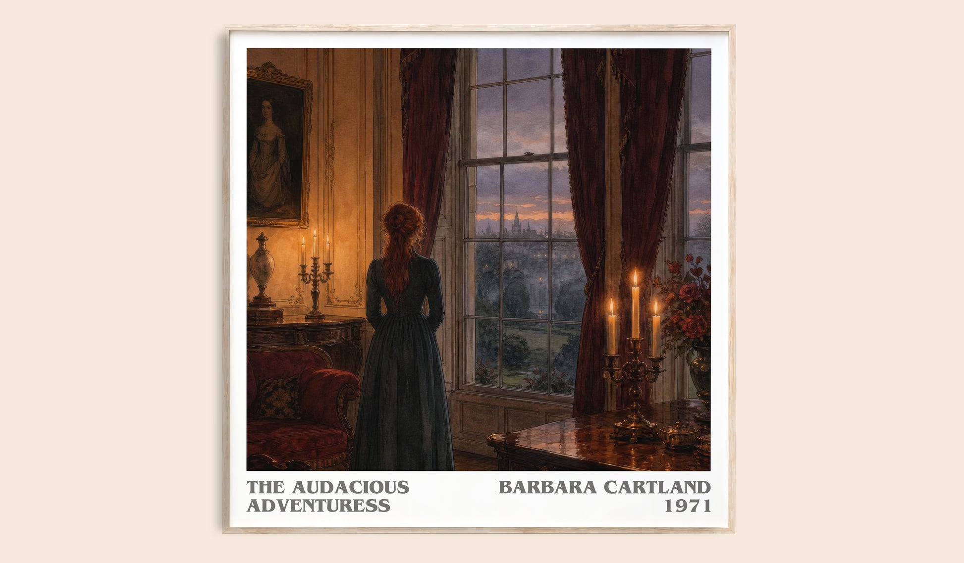 The Audacious Adventuress literary book poster by Barbara Cartland – framed literary art print
