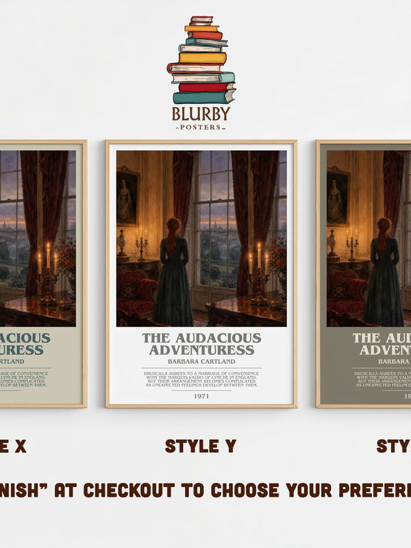 The Audacious Adventuress bookish print in frame leaning in hallway – romance wall art