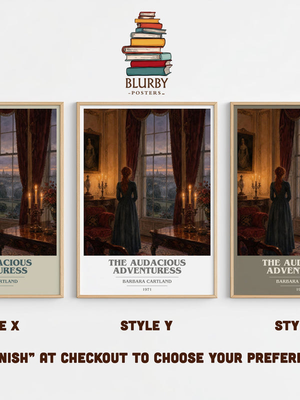 The Audacious Adventuress book cover print in frame leaning in hallway – romance wall art