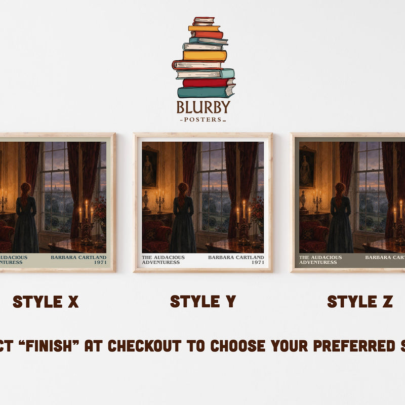 The Audacious Adventuress literary print in frame leaning in hallway – romance wall art
