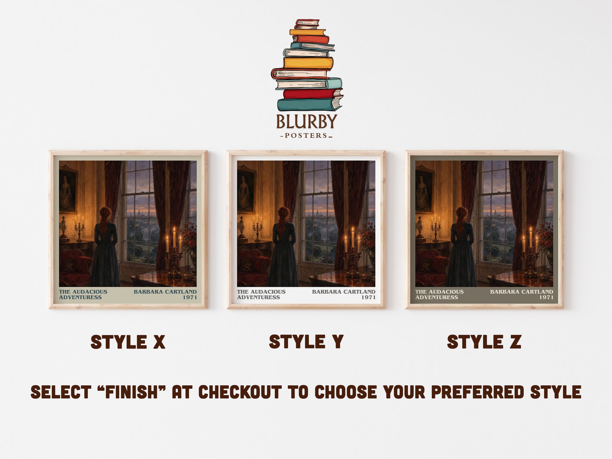The Audacious Adventuress literary print in frame leaning in hallway – romance wall art