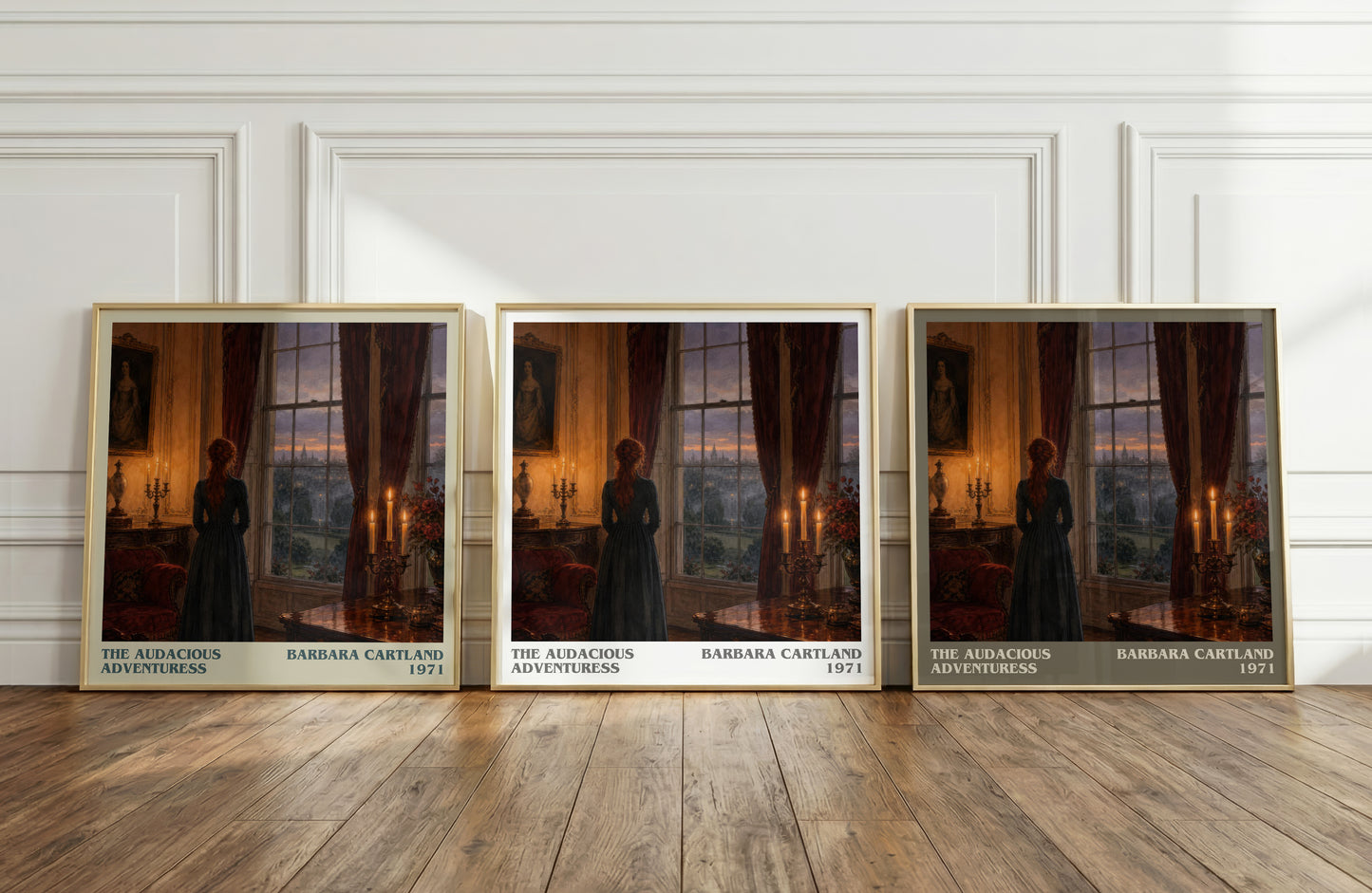 The Audacious Adventuress literary art print colour and style options – Barbara Cartland book art