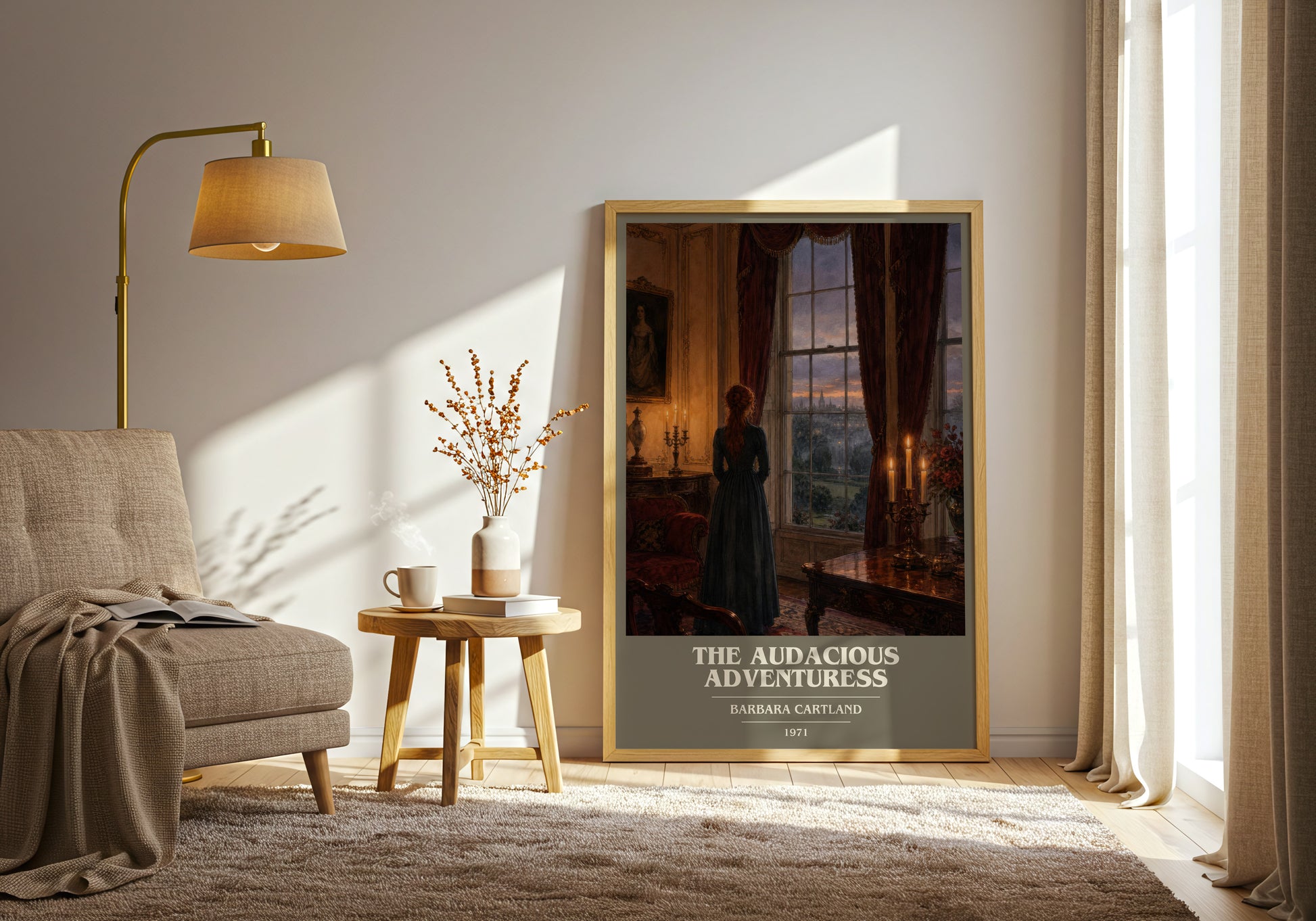 The Audacious Adventuress book cover print on bookshelf – Barbara Cartland fan gift
