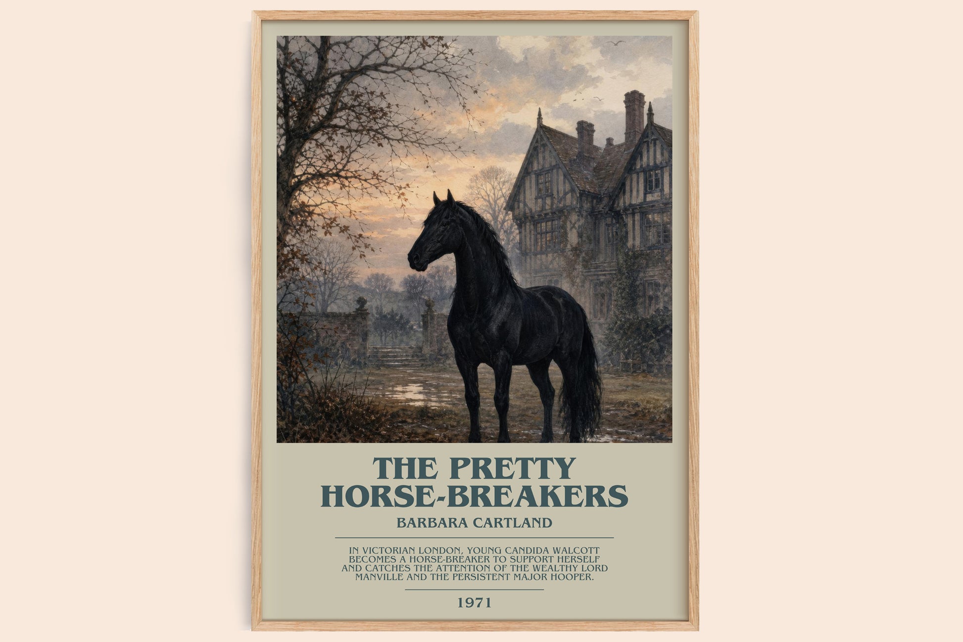 The Pretty Horse-Breakers bookish book poster by Barbara Cartland – framed literary art print
