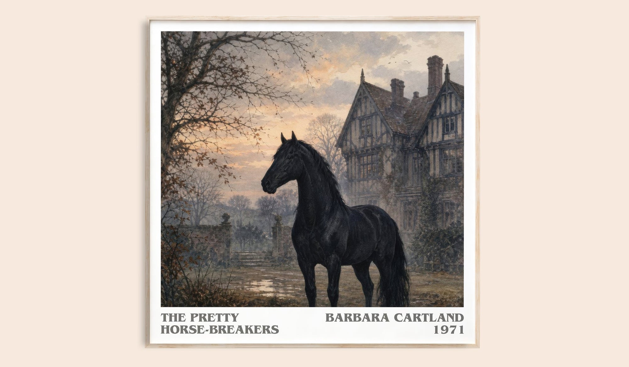The Pretty Horse-Breakers literary book poster by Barbara Cartland – framed literary art print