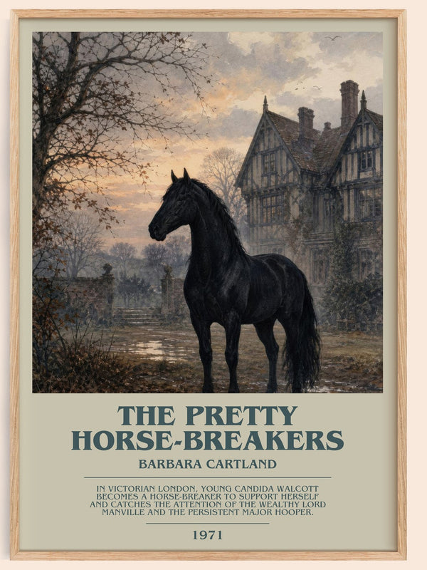The Pretty Horse-Breakers bookish book poster by Barbara Cartland – framed literary art print