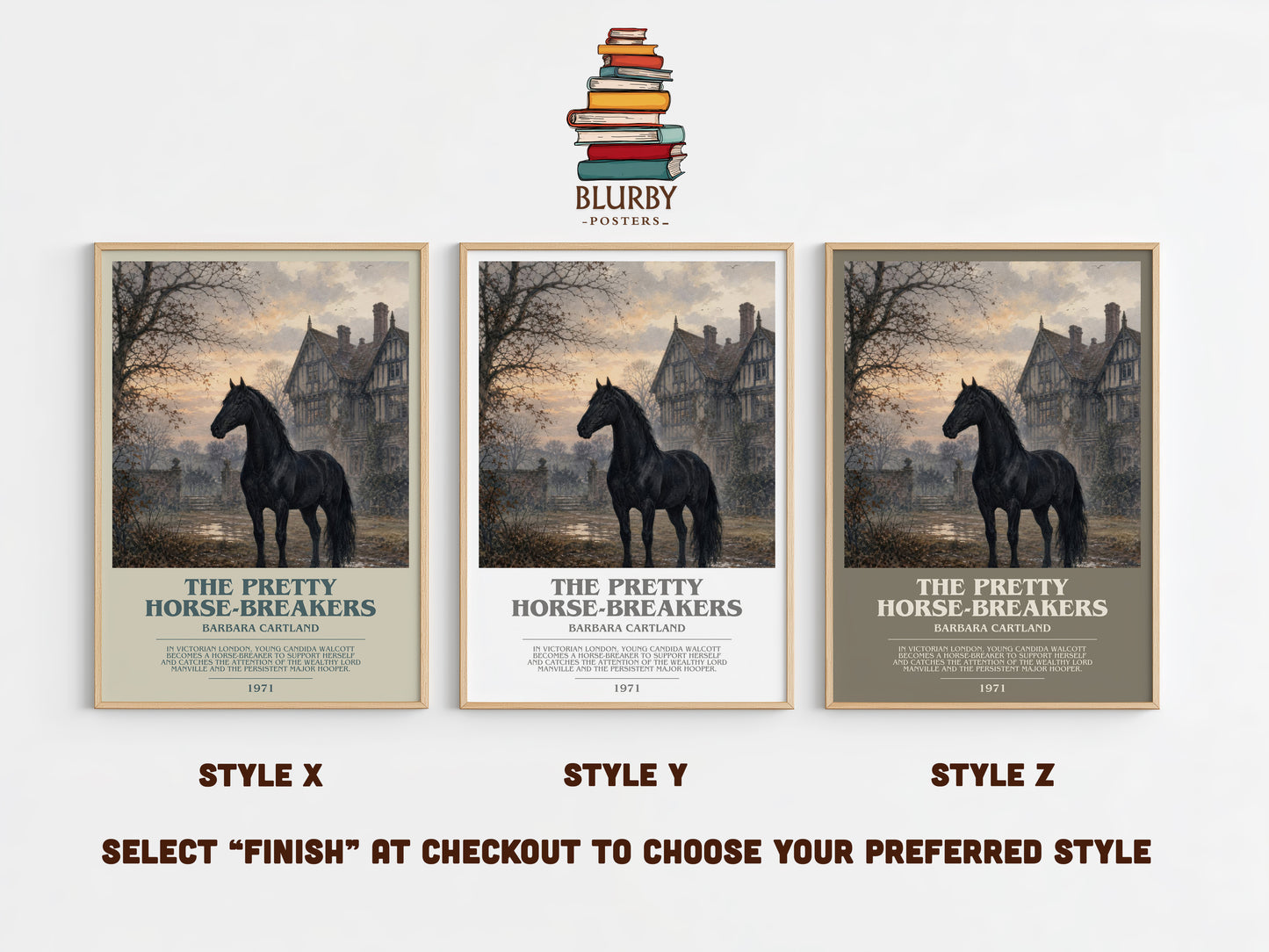 The Pretty Horse-Breakers bookish print in frame leaning in hallway – romance wall art