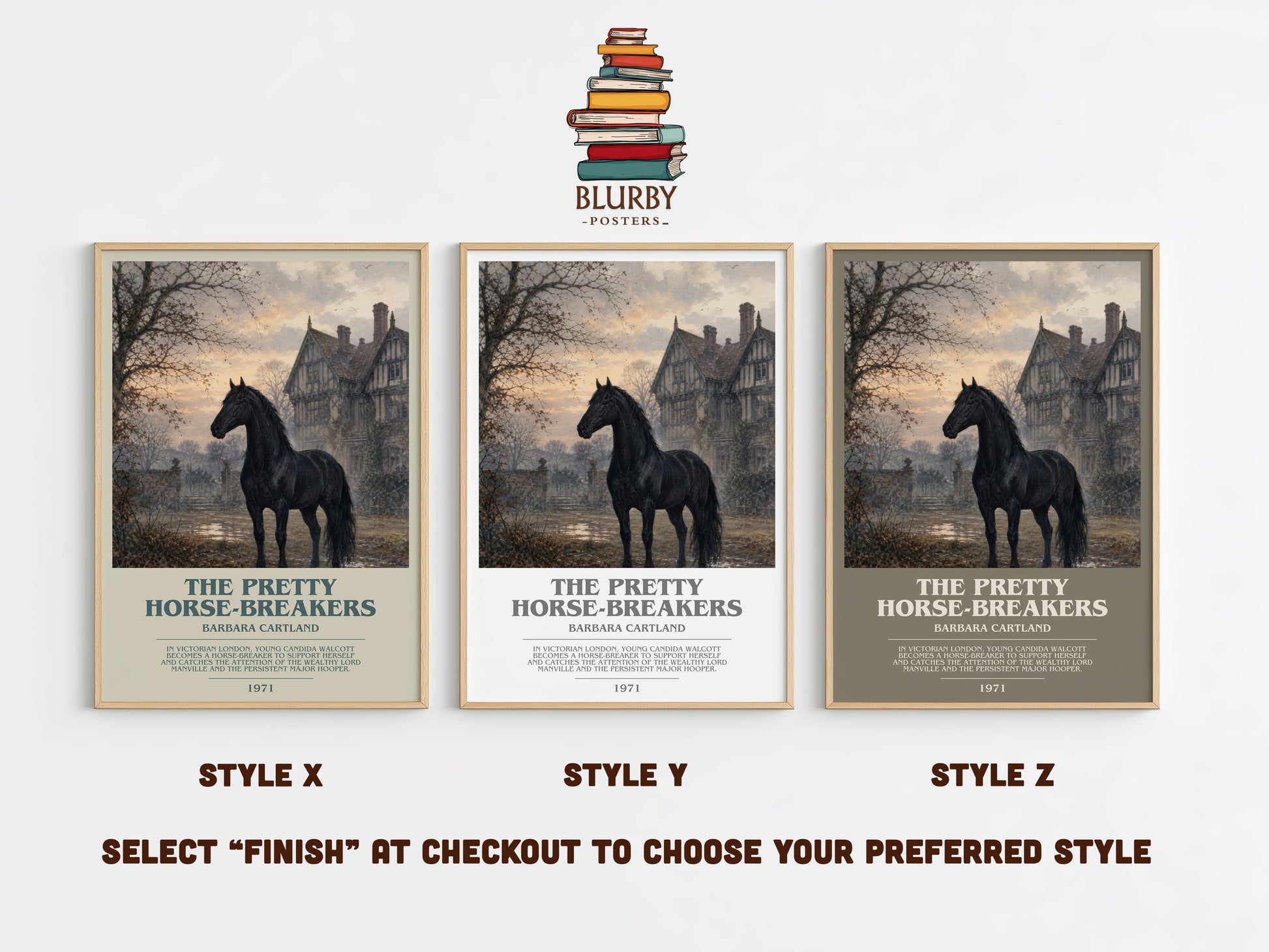 The Pretty Horse-Breakers bookish print in frame leaning in hallway – romance wall art