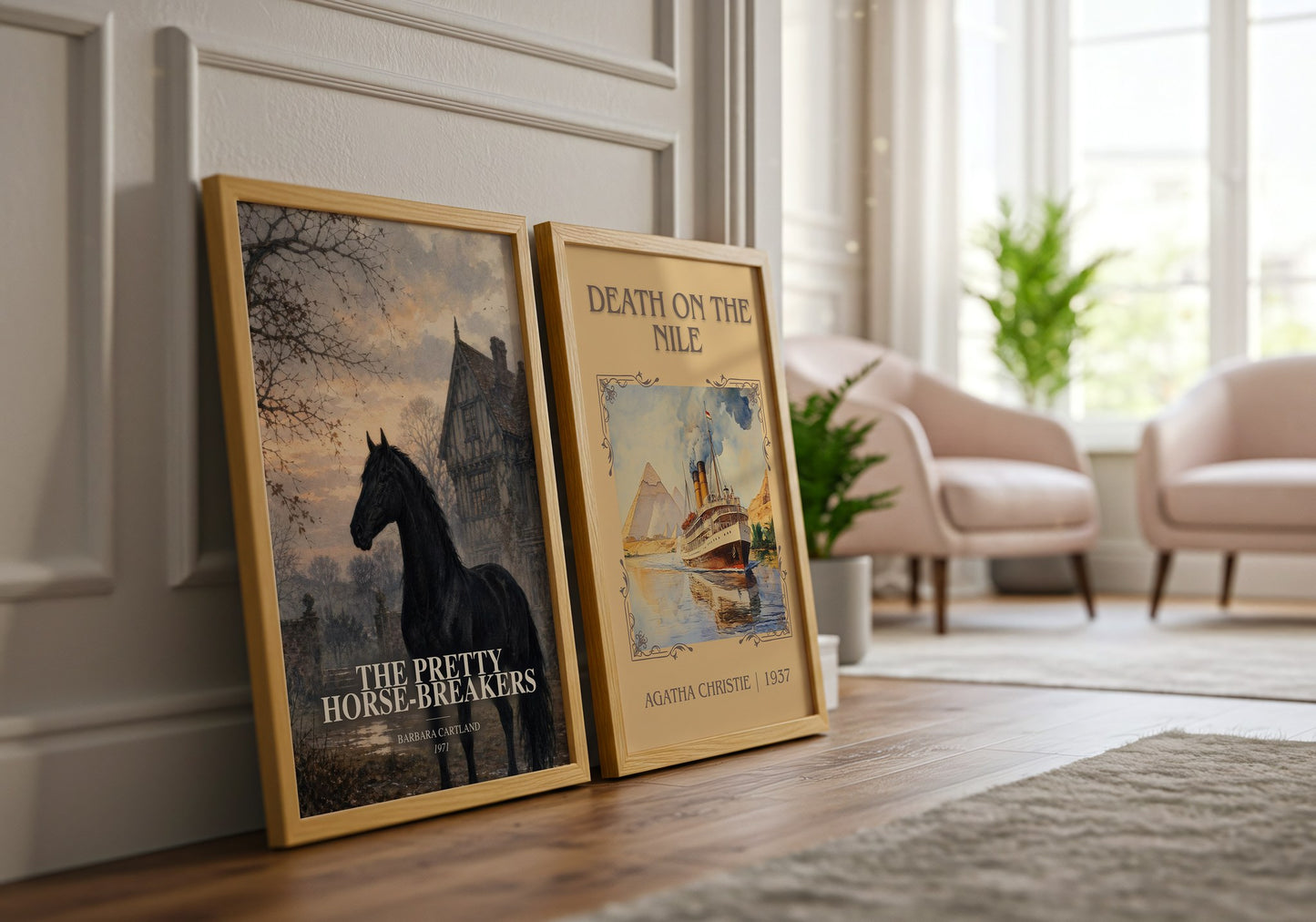 The Pretty Horse-Breakers watercolour print framed by window – literary home decor