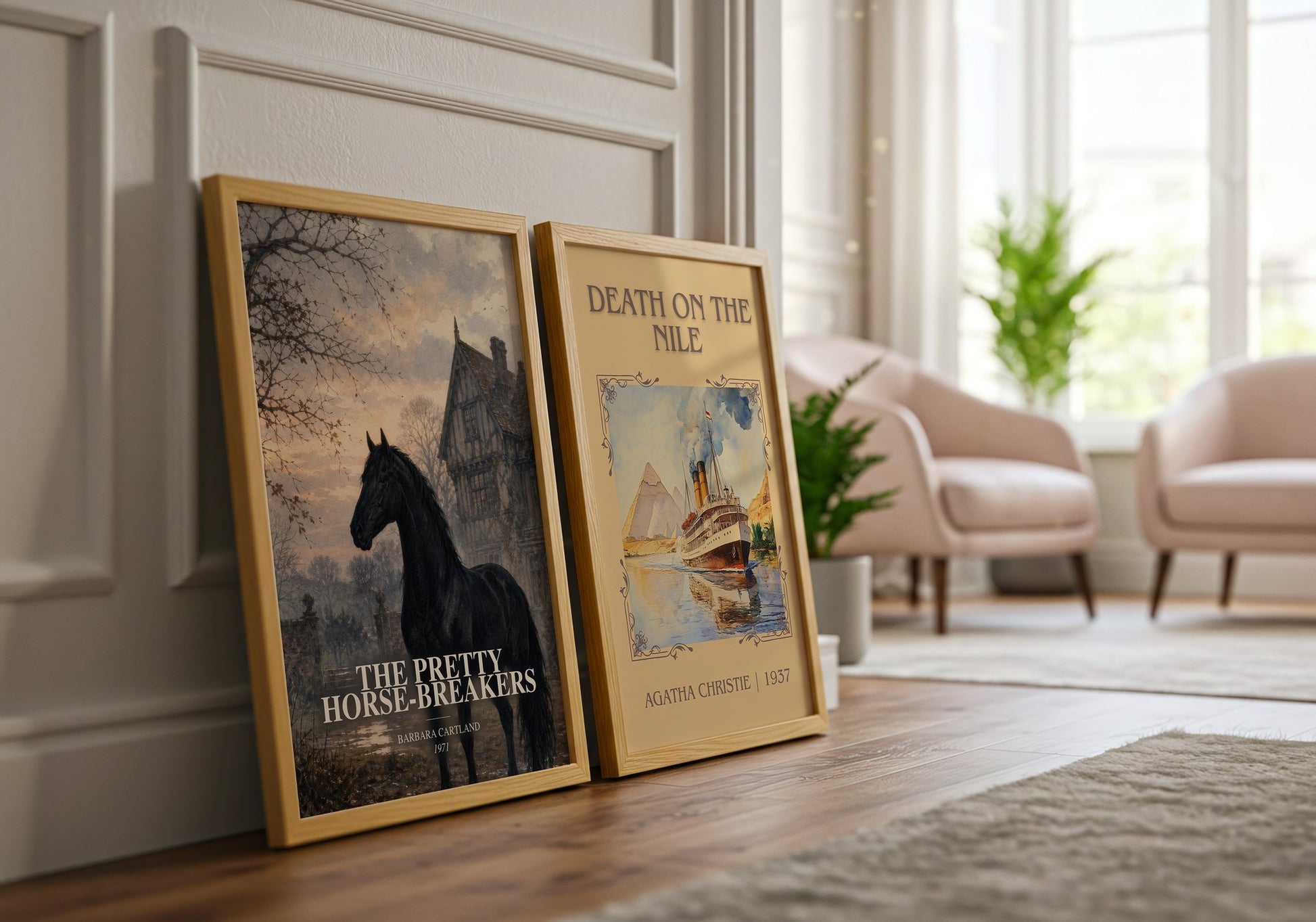 The Pretty Horse-Breakers watercolour print framed by window – literary home decor