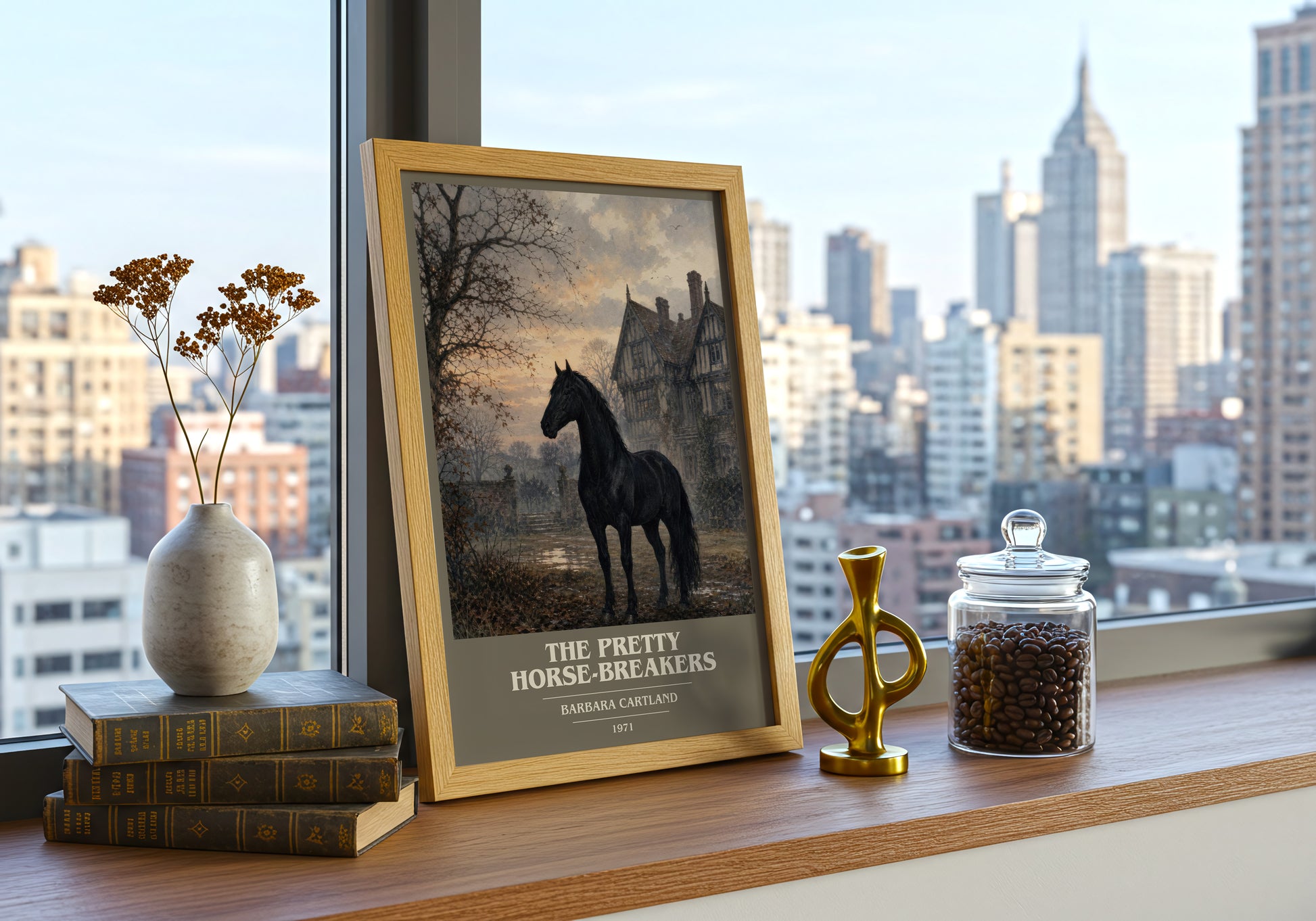 The Pretty Horse-Breakers book cover print framed by window – literary home decor