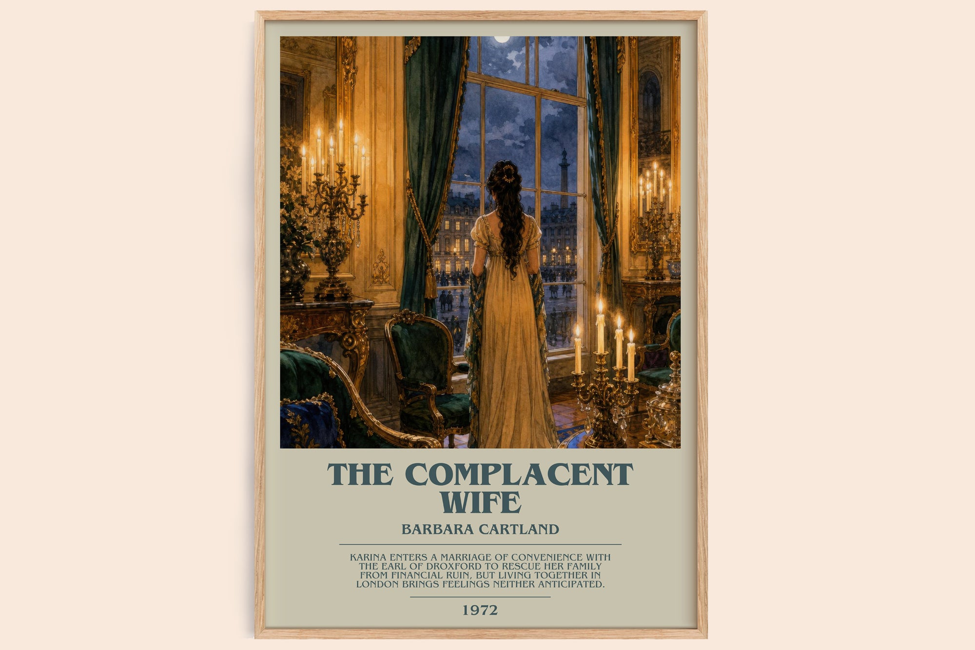 The Complacent Wife bookish book poster by Barbara Cartland – framed literary art print