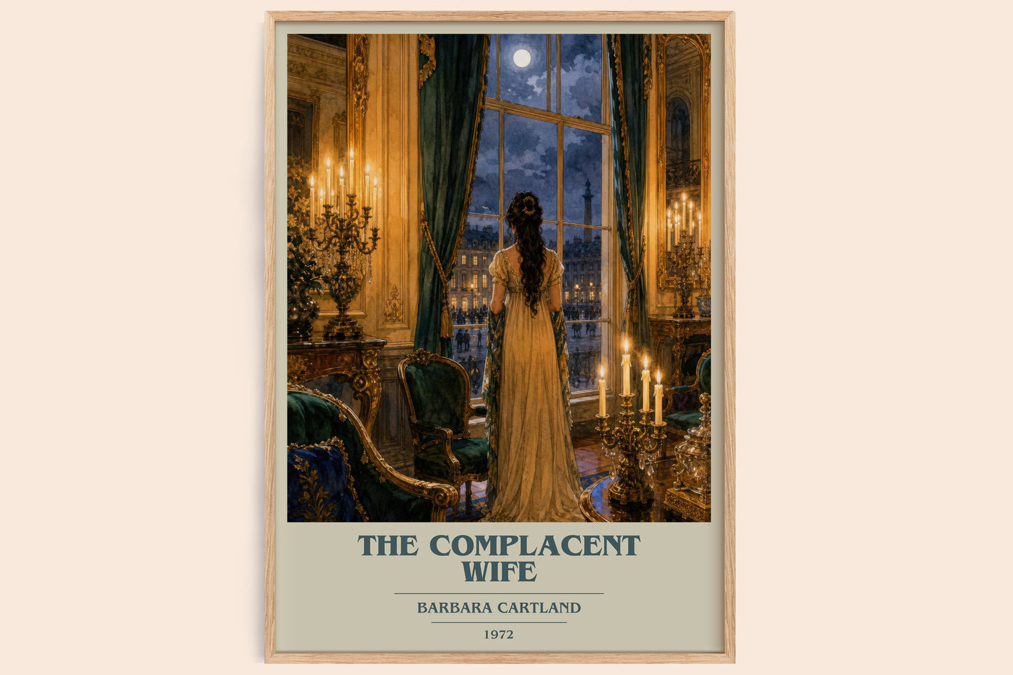 The Complacent Wife book cover book poster by Barbara Cartland – framed literary art print