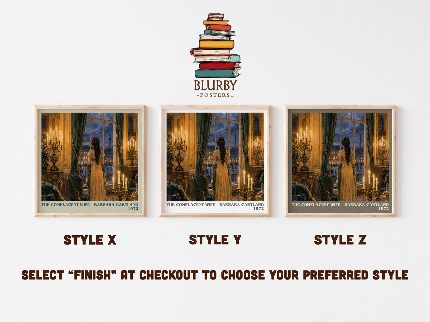 The Complacent Wife literary print in frame leaning in hallway – romance wall art