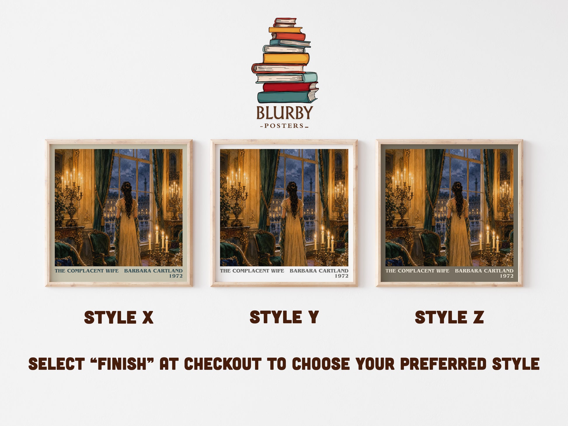 The Complacent Wife literary print in frame leaning in hallway – romance wall art