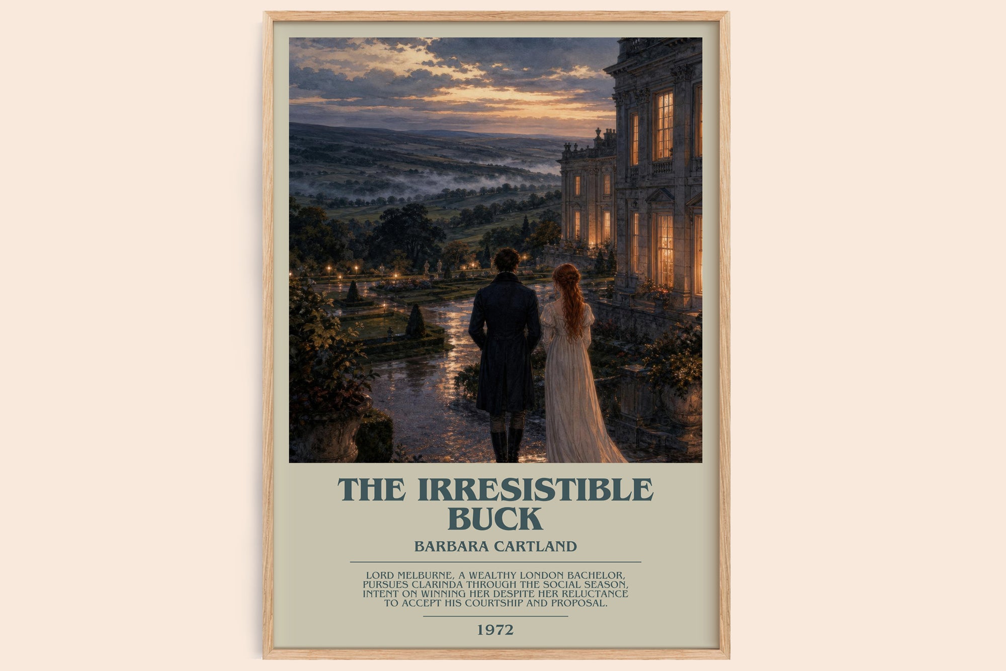 The Irresistible Buck bookish book poster by Barbara Cartland – framed literary art print