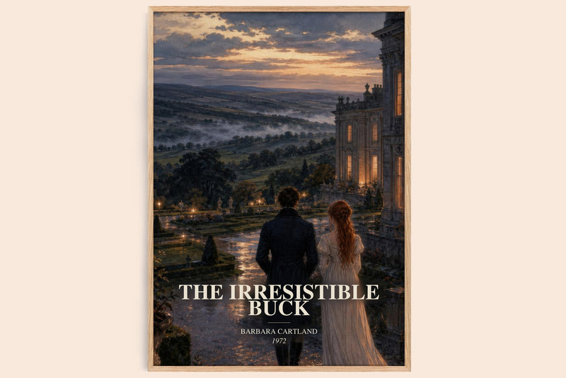 The Irresistible Buck watercolour book poster by Barbara Cartland – framed literary art print