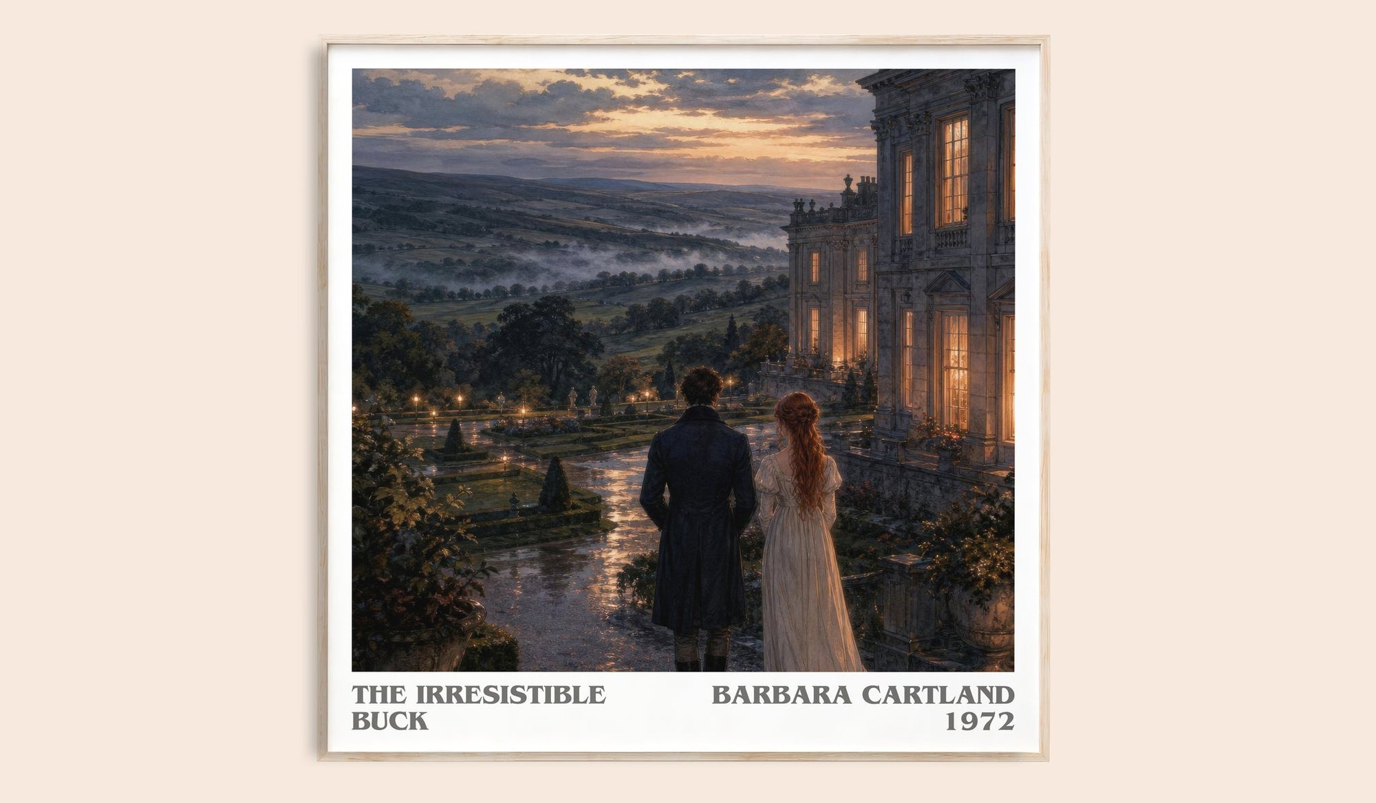The Irresistible Buck literary book poster by Barbara Cartland – framed literary art print