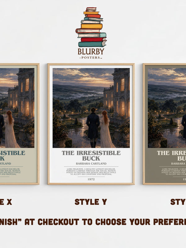 The Irresistible Buck bookish print in frame leaning in hallway – romance wall art