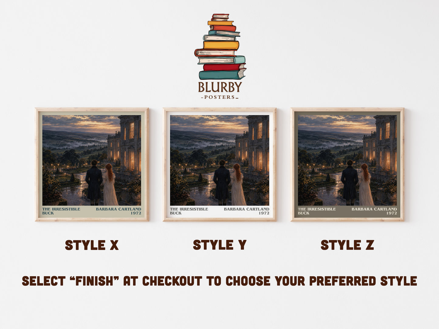The Irresistible Buck literary print in frame leaning in hallway – romance wall art