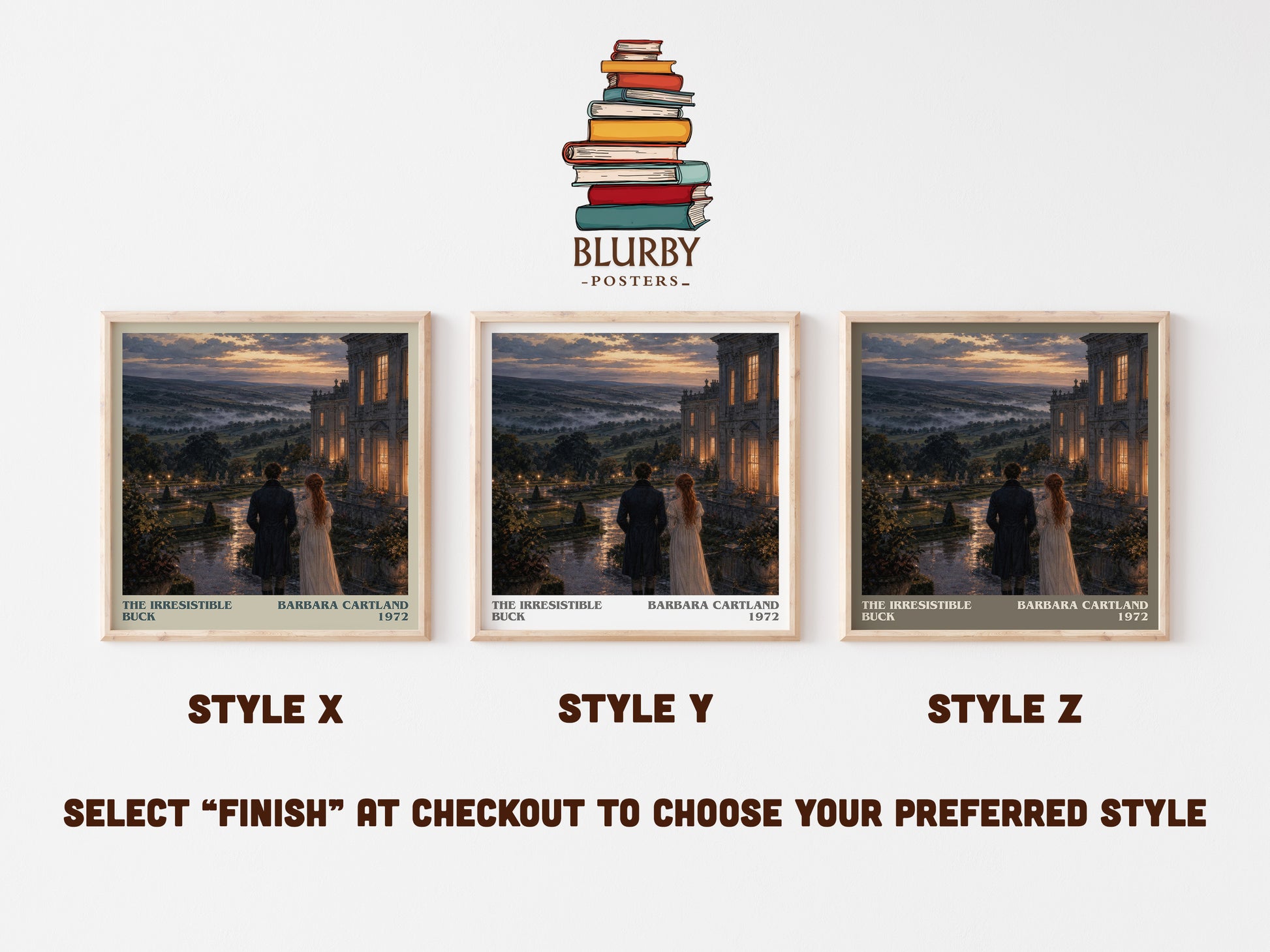 The Irresistible Buck literary print in frame leaning in hallway – romance wall art