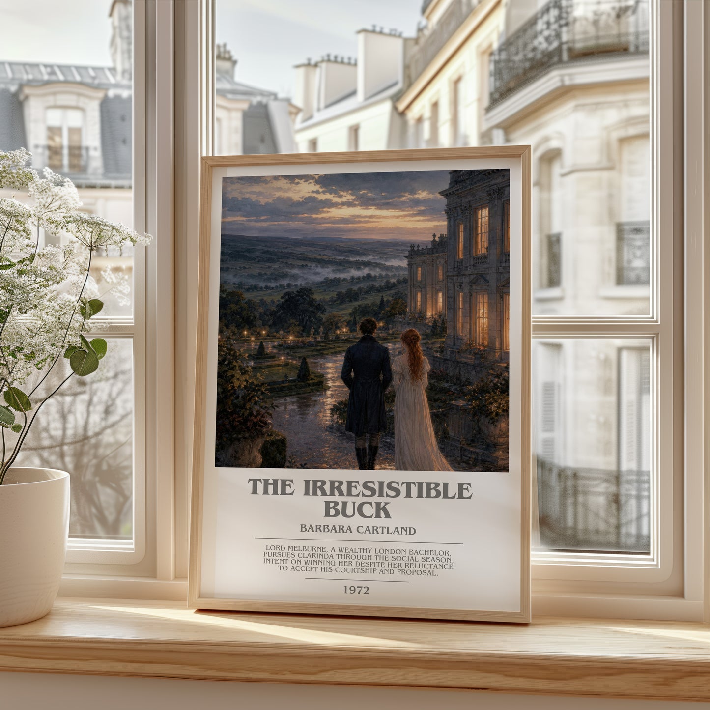 The Irresistible Buck bookish poster colour and style options – Barbara Cartland book art
