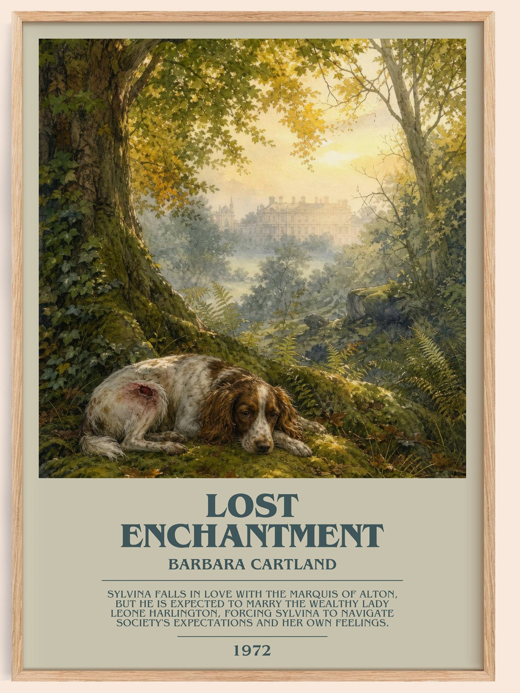 Lost Enchantment bookish book poster by Barbara Cartland – framed literary art print