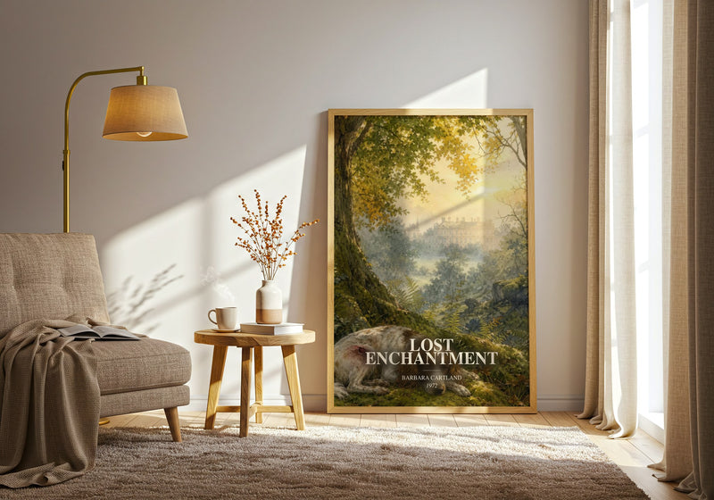 Lost Enchantment watercolour print in frame leaning in hallway – romance wall art