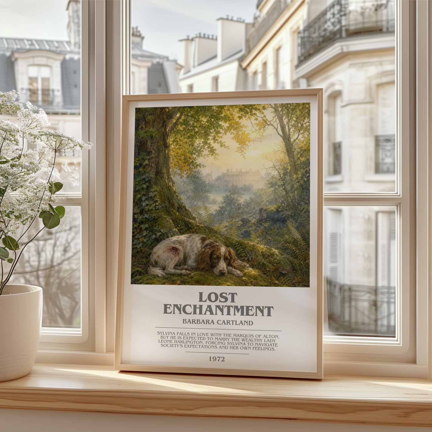 Lost Enchantment bookish poster colour and style options – Barbara Cartland book art